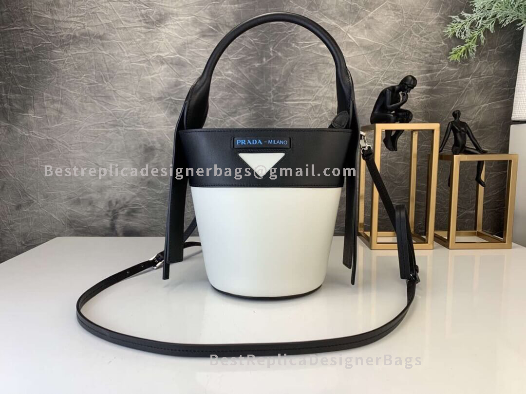 Prada White Leather Bucket Bag SHW 015